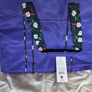 Lug Purple Tote with Floral Strap Design